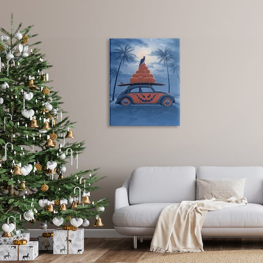 Stupell Industries Spooky Tropical Beach Pumpkin Car Canvas Wall Art